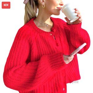 Chunky Knit Cardigan Sweater Oversized Button Front Casual Chic Fall Wardrobe